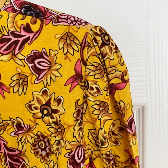 Long Sleeve Yellow Floral Maxi Dress from Shein with Purple Detail - Picture 9 of 14